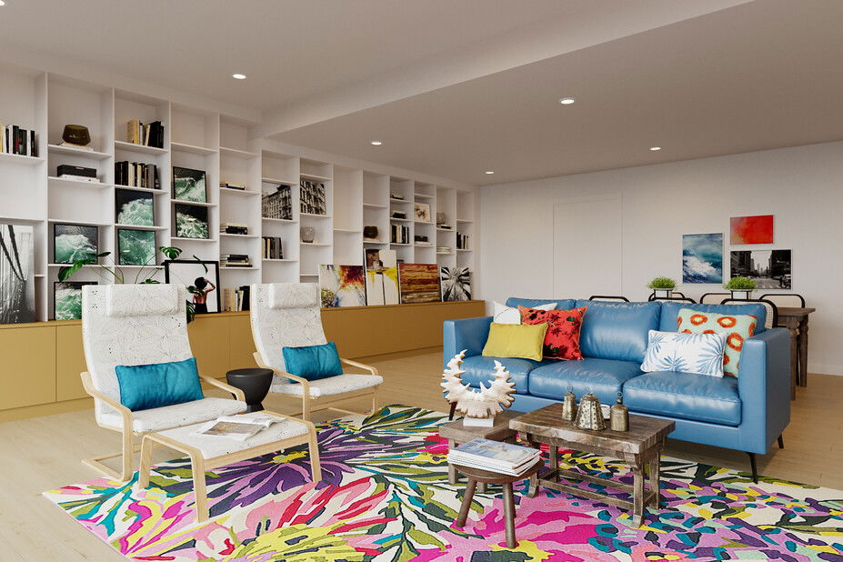 Colorful Contemporary Living Room AI Interior Design
